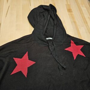 Hot Topic 3X Black Red Star Hooded Tunic 2018 Goth Sweater Knit Dress Long Y2K